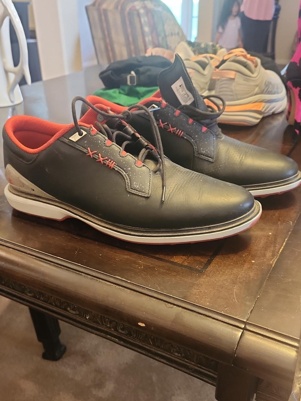 Golf Shoes Jordan Men's Black and Red Golf Slip-On Loafers